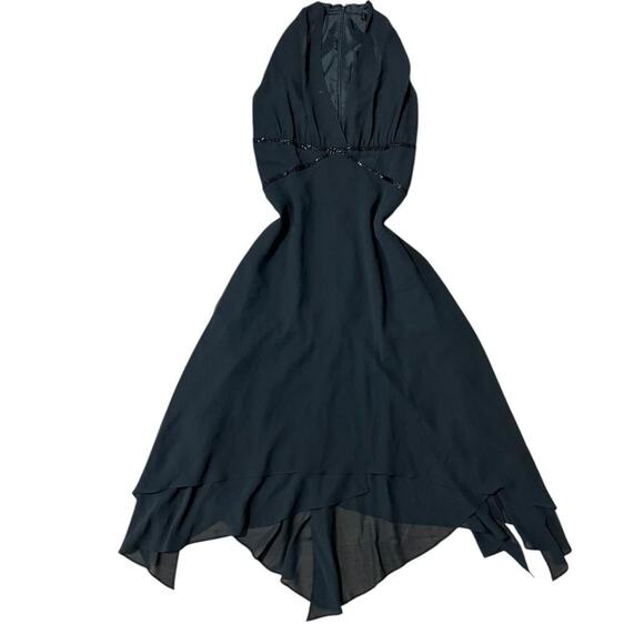 Donna Morgan Dresses & Skirts - VTG Y2K Donna Morgan Black Beaded Sleeveless Halter Fairy Midi Dress 4/S